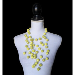 Beyond Threads Recycled Textile Necklace Chartreuse Yellow Green Art to Wear